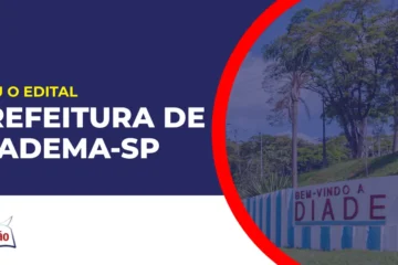 Imagem com fundo azul divulgando o Concurso Prefeitura de Diadema-SP