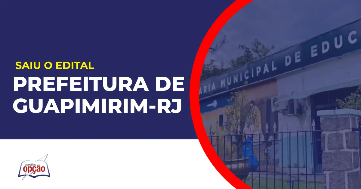 Imagem com fundo azul divulgando o Imagem com fundo azul divulgando o Imagem com fundo azul divulgando o Concurso Prefeitura de Guapimirim RJ