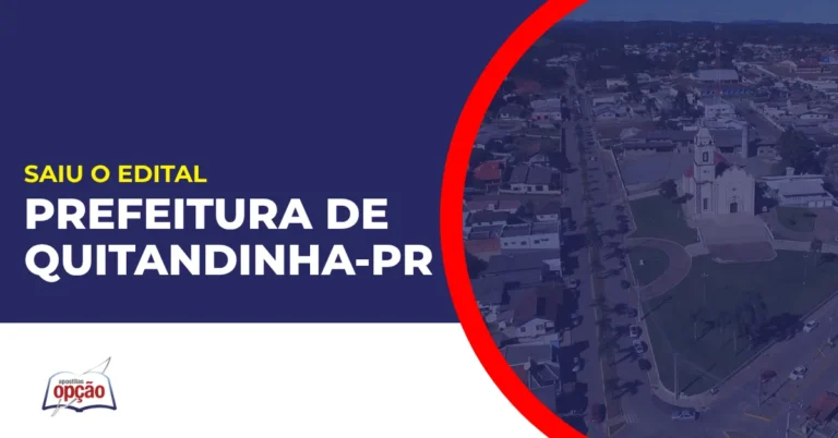 Imagem com fundo azul divulgando o Concurso Prefeitura de Quitandinha PR