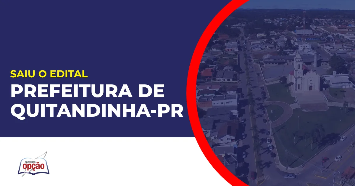 Imagem com fundo azul divulgando o Concurso Prefeitura de Quitandinha PR