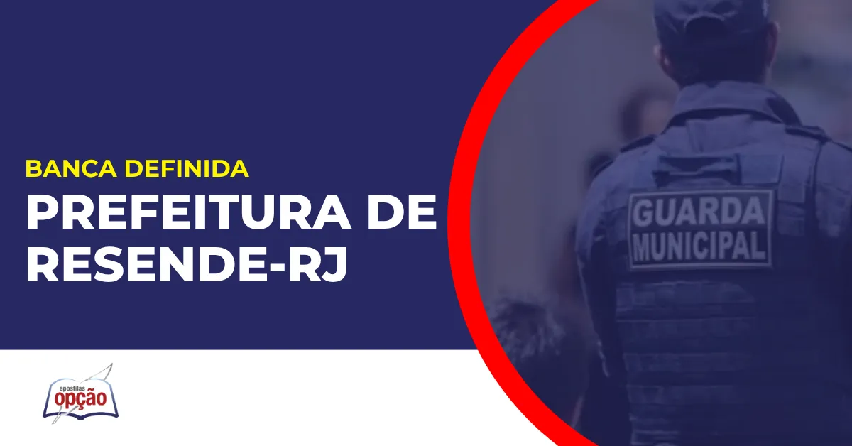 Imagem com fundo azul divulgando o Concurso Prefeitura de Resende