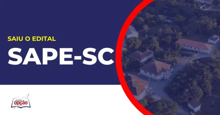 Imagem com fundo azul divulgando o Concurso SAPE SC