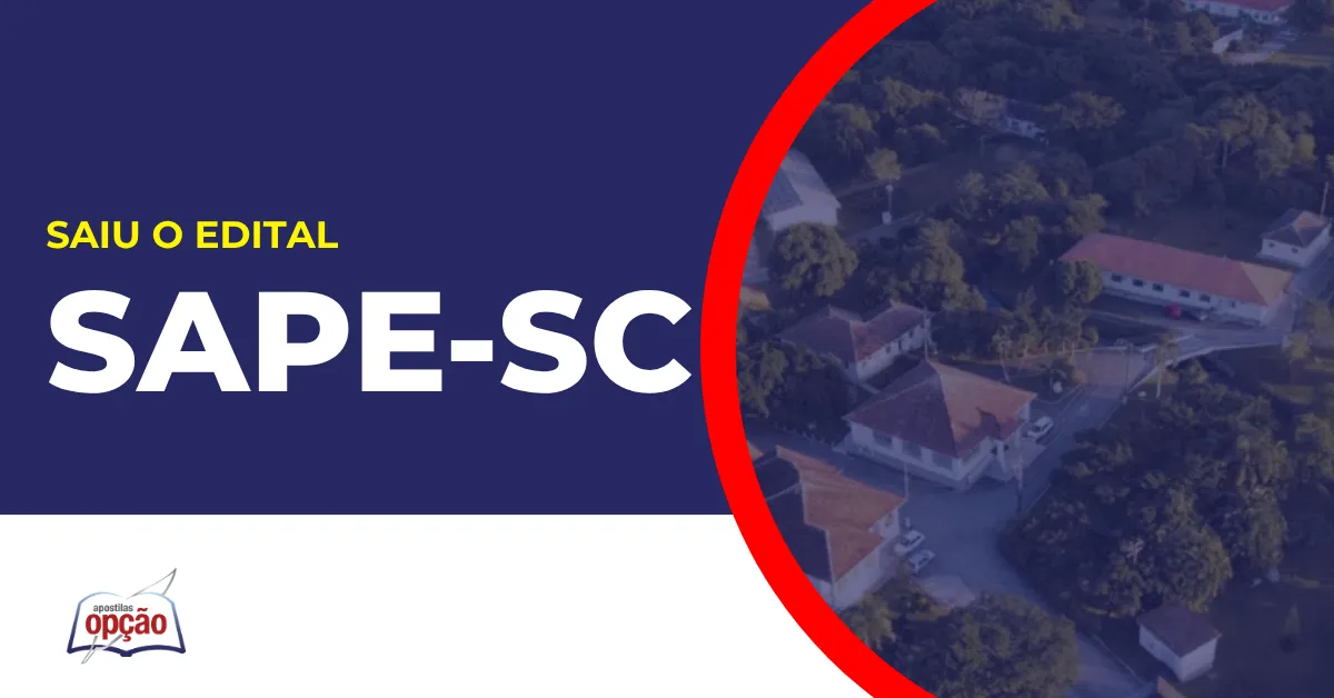 Imagem com fundo azul divulgando o Concurso SAPE SC