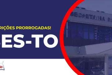 Imagem com fundo azul divulgando o Concurso SES TO