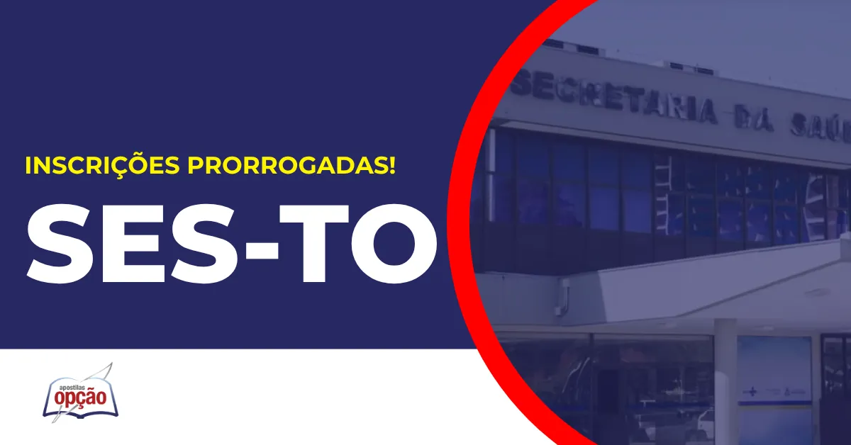 Imagem com fundo azul divulgando o Concurso SES TO