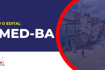 Imagem com fundo azul divulgando o Concurso SMED Salvador BA
