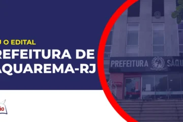 Imagem com fundo azul divulgando o Concurso Saquarema RJ