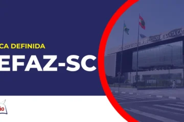 Imagem com fundo azul divulgando o Concurso Sefaz SC