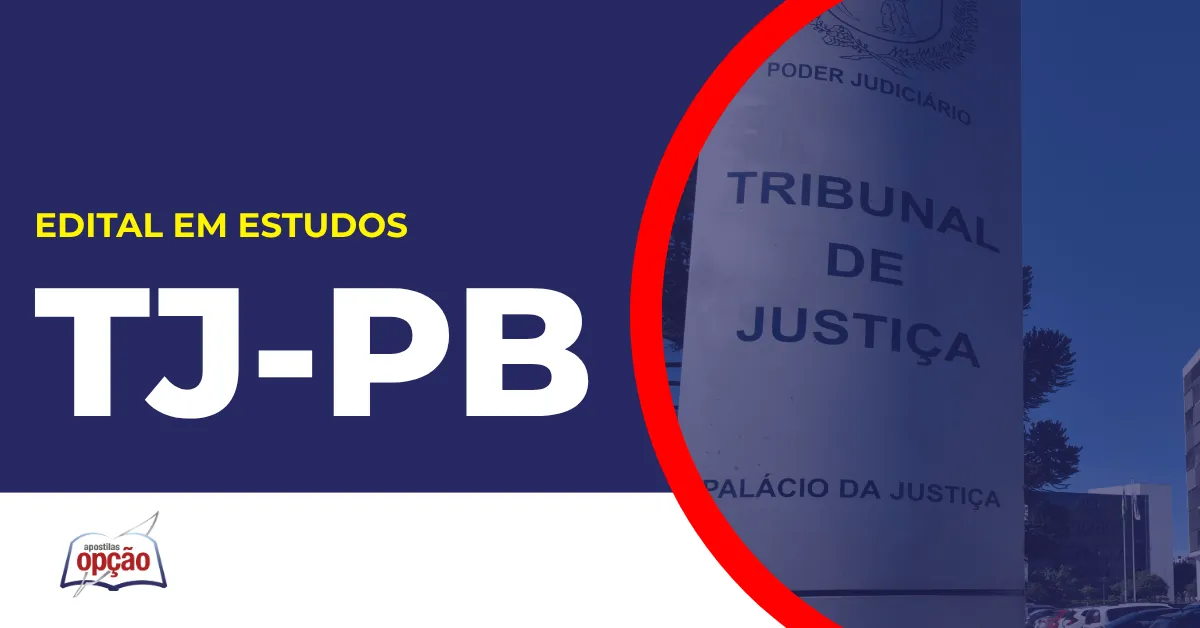 Imagem com fundo azul divulgando o Concurso TJ PB 2026