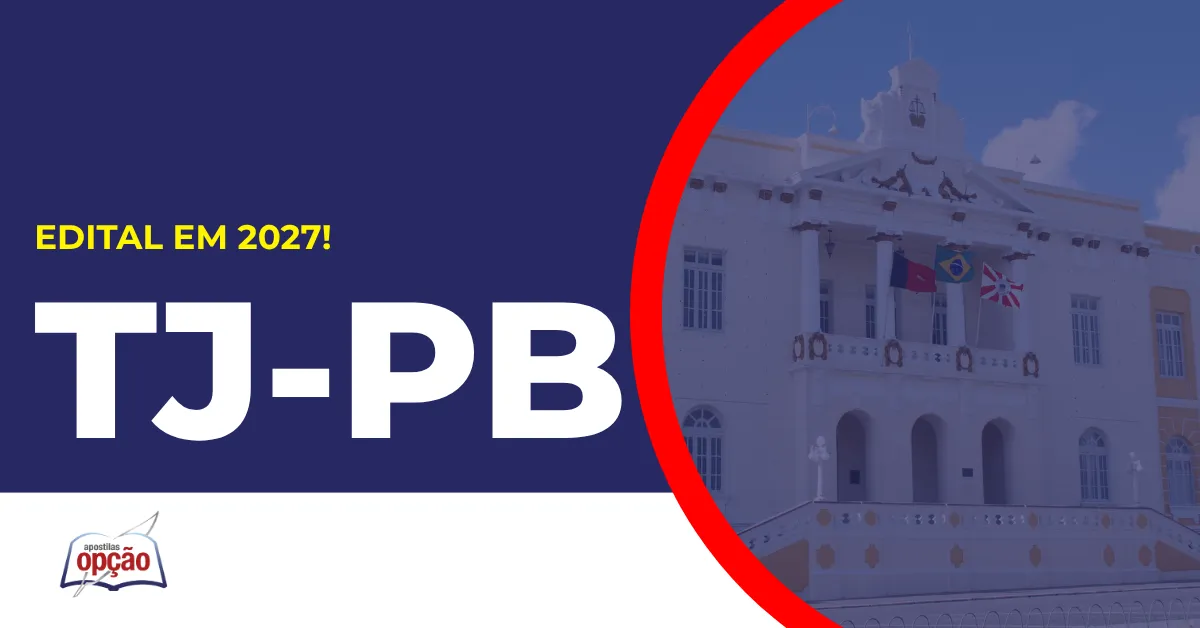 Imagem com fundo azul divulgando o Concurso TJ PB