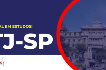 Imagem com fundo azul divulgando o Concurso TJ SP