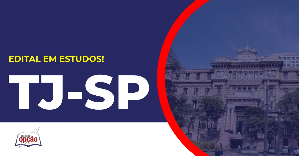 Imagem com fundo azul divulgando o Concurso TJ SP
