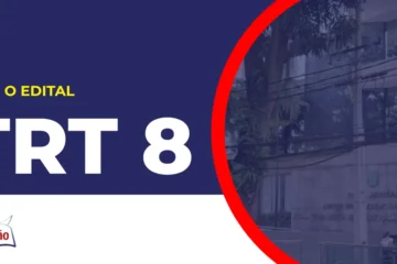 Imagem com fundo azul divulgando o Concurso TRT 8