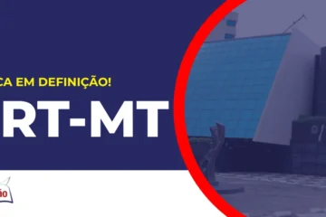 Imagem com fundo azul divulgando o Concurso TRT MT 2026