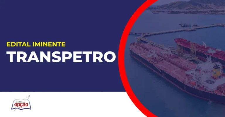 Imagem com fundo azul divulgando o Concurso Transpetro