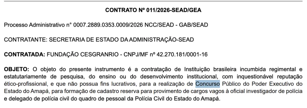 Concurso PC AP 2026: Banca contratada! Edital iminente!