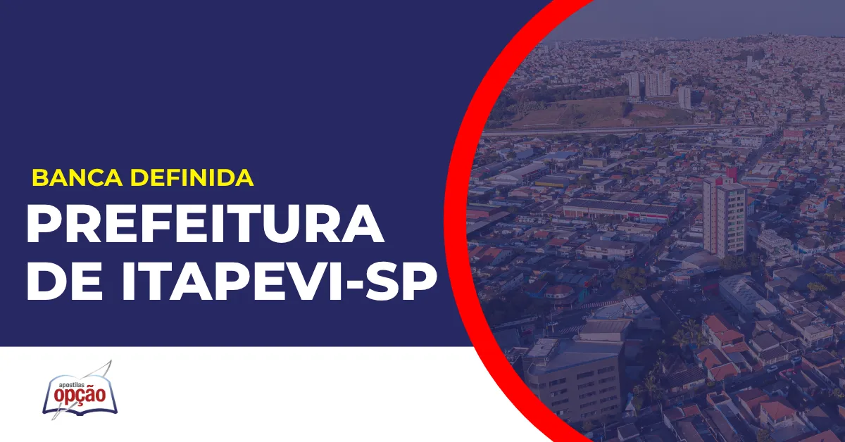 Imagem com fundo azul divulgando o Concurso Prefeitura de Itapevi SP