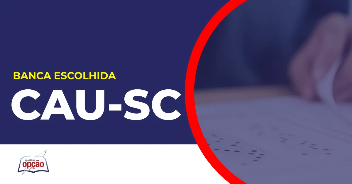 Imagem com fundo azul divulgando o Concurso CAU SC