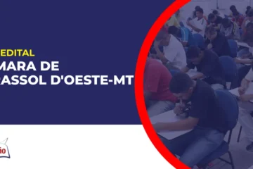 Imagem com fundo azul divulgando o Concurso Câmara de Mirassol D'Oeste MT