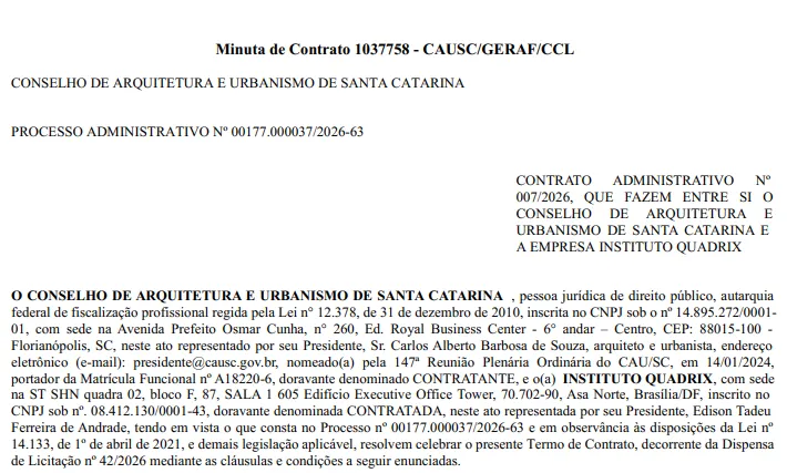 Concurso CAU SC: Banca escolhida! Vagas para níveis médio e superior!