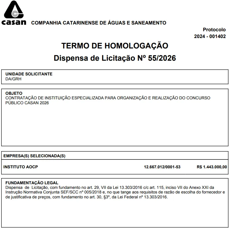 Concurso CASAN SC: Banca definida para 40 vagas!