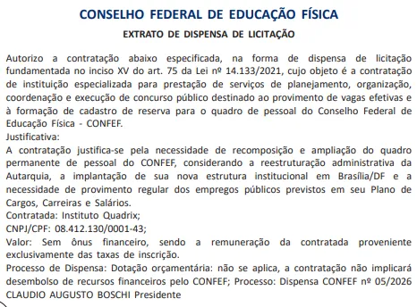 Concurso Confef já tem banca definida!