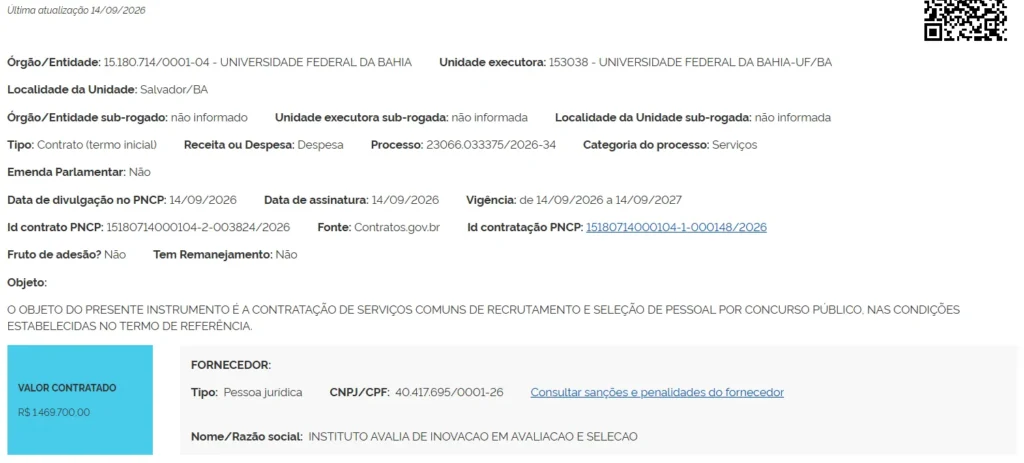 Concurso UFBA: Tem banca organizadora definida! 105 vagas!