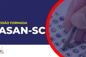 Imagem com fundo azul divulgando o Concurso CASAN SC