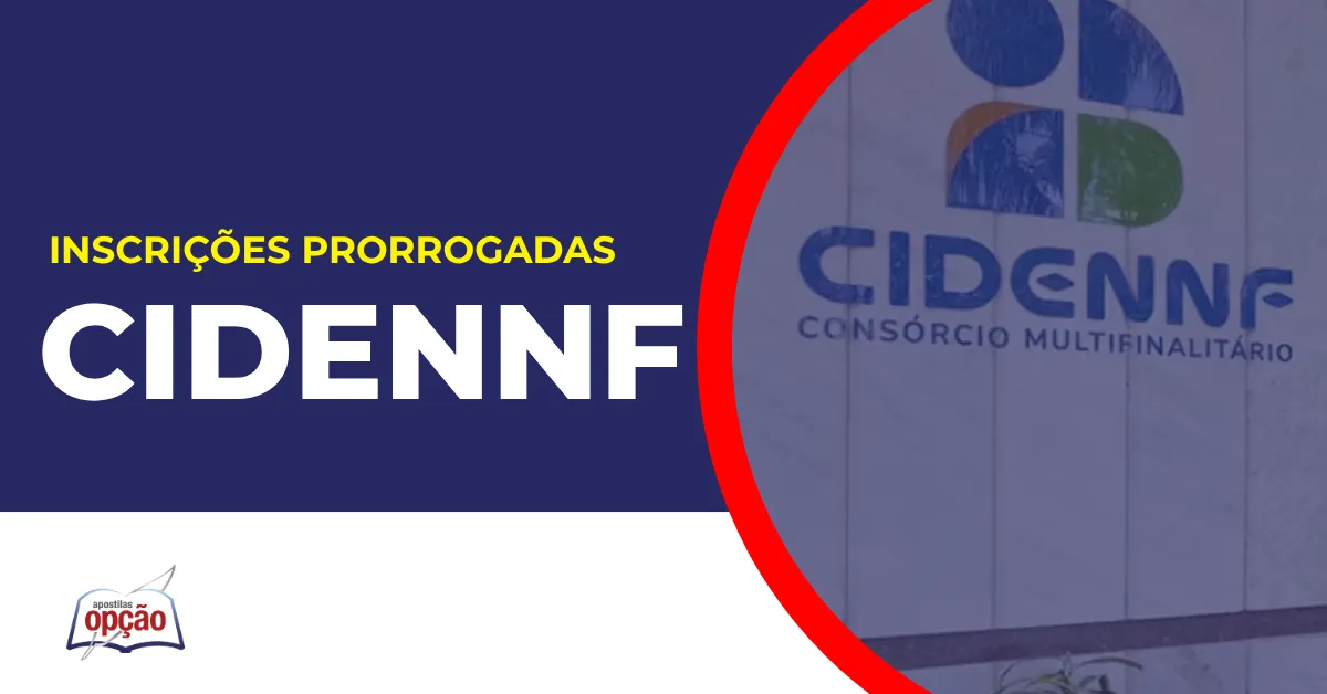 Imagem com fundo azul divulgando o Concurso CIDENNF 2026