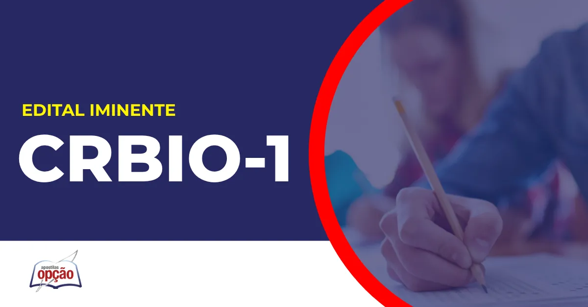 Imagem com fundo azul divulgando o Concurso CRBio 1