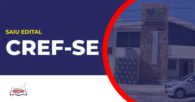 Imagem com fundo azul divulgando o Concurso CREF SE