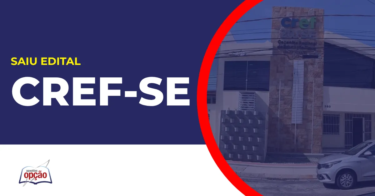 Imagem com fundo azul divulgando o Concurso CREF SE