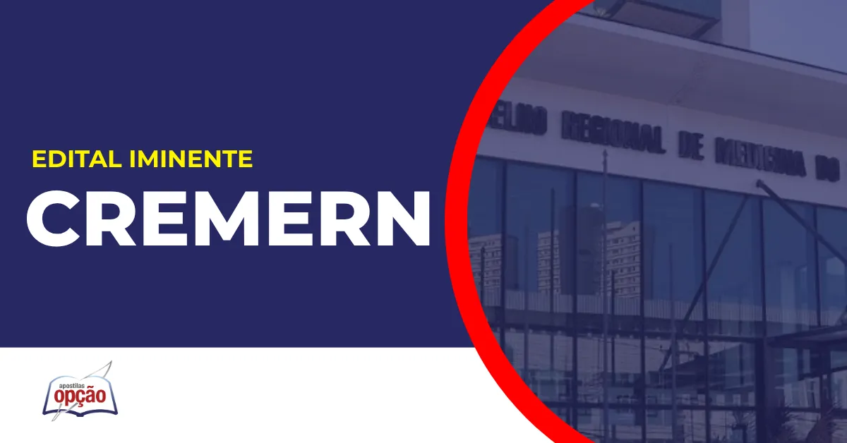 Imagem com fundo azul divulgando o Concurso CREMERN