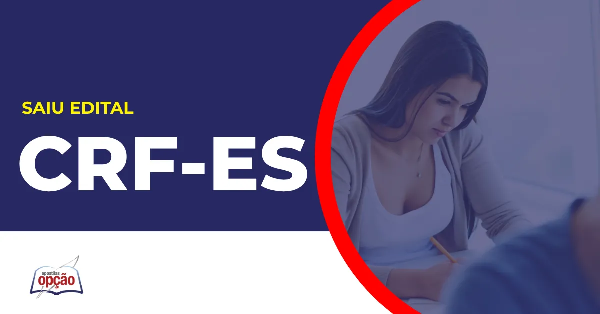 Imagem com fundo azul divulgando o Concurso CRF ES