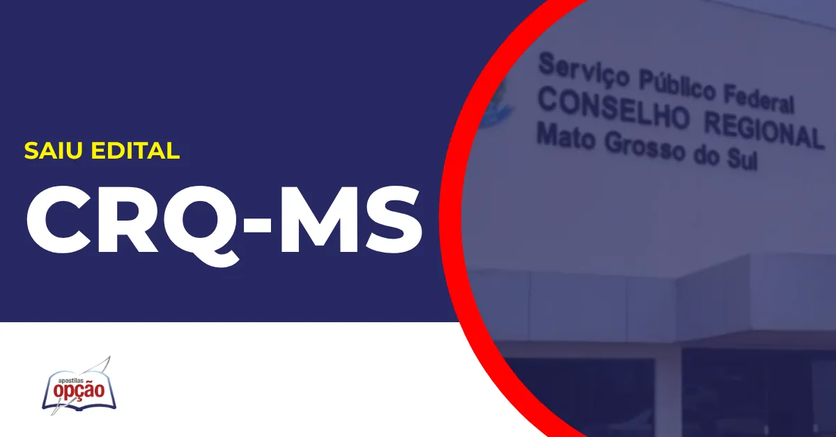 Imagem com fundo azul divulgando o Concurso CRQ MS