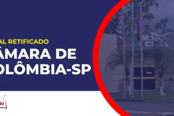 Imagem com fundo azul divulgando o Concurso Câmara de Colômbia SP