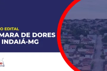 Imagem com fundo azul divulgando o Concurso Câmara de Dores do Indaiá MG