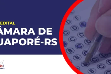 Imagem com fundo azul divulgando o Concurso Câmara de Guaporé RS