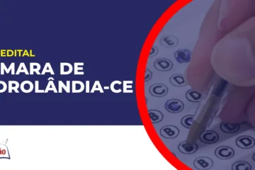 Imagem com fundo azul divulgando o Concurso Câmara de Hidrolândia CE