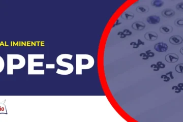 Imagem com fundo azul divulgando o Concurso DPE SP