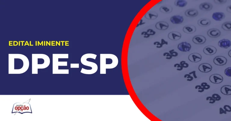 Imagem com fundo azul divulgando o Concurso DPE SP