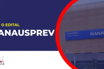 Imagem com fundo azul divulgando o Concurso Manausprev