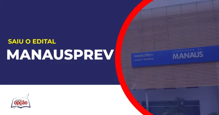 Imagem com fundo azul divulgando o Concurso Manausprev
