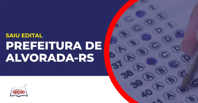 Imagem com fundo azul divulgando o Concurso Prefeitura de Alvorada RS