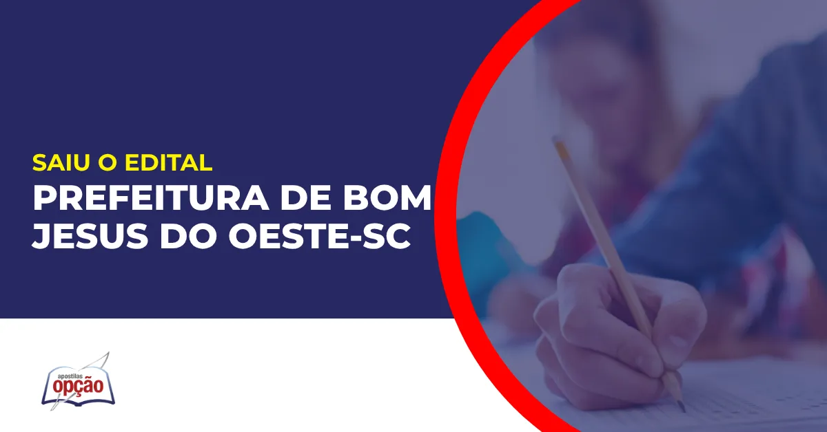 Imagem com fundo azul divulgando o Concurso Prefeitura de Bom Jesus do Oeste SC
