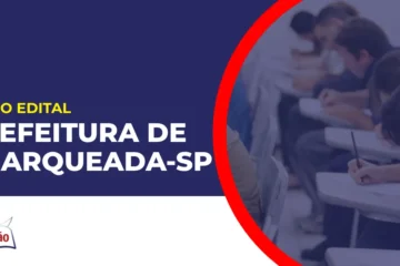 Imagem com fundo azul divulgando o Concurso Prefeitura de Charqueada SP