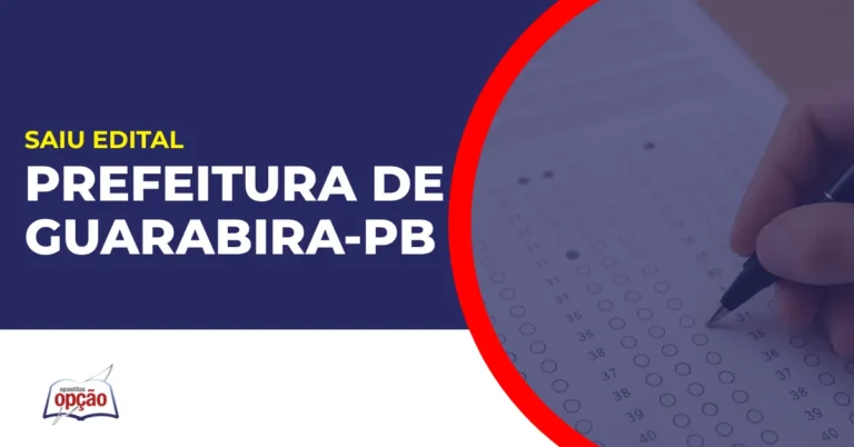 Imagem com fundo azul divulgando o Concurso Prefeitura de Guarabira PB