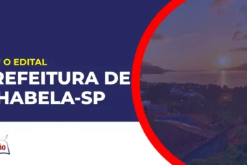 Imagem com fundo azul divulgando o Concurso Prefeitura de Ilhabela SP