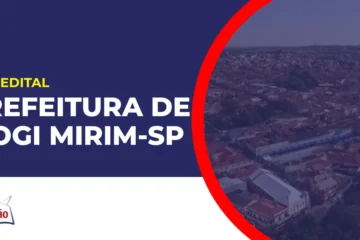 Imagem com fundo azul divulgando o Concurso Prefeitura de Mogi Mirim SP