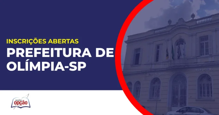 Imagem com fundo azul divulgando o Imagem com fundo azul divulgando o Concurso Prefeitura de Olímpia SP
